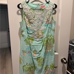 Lilly Pulitzer Green Ruched Sheath Resort Dress